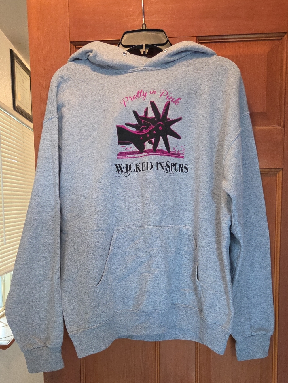 Pretty in Pink 'Wicked in Spurs' Gray Hooded Country Cowgirl Sweatshirt